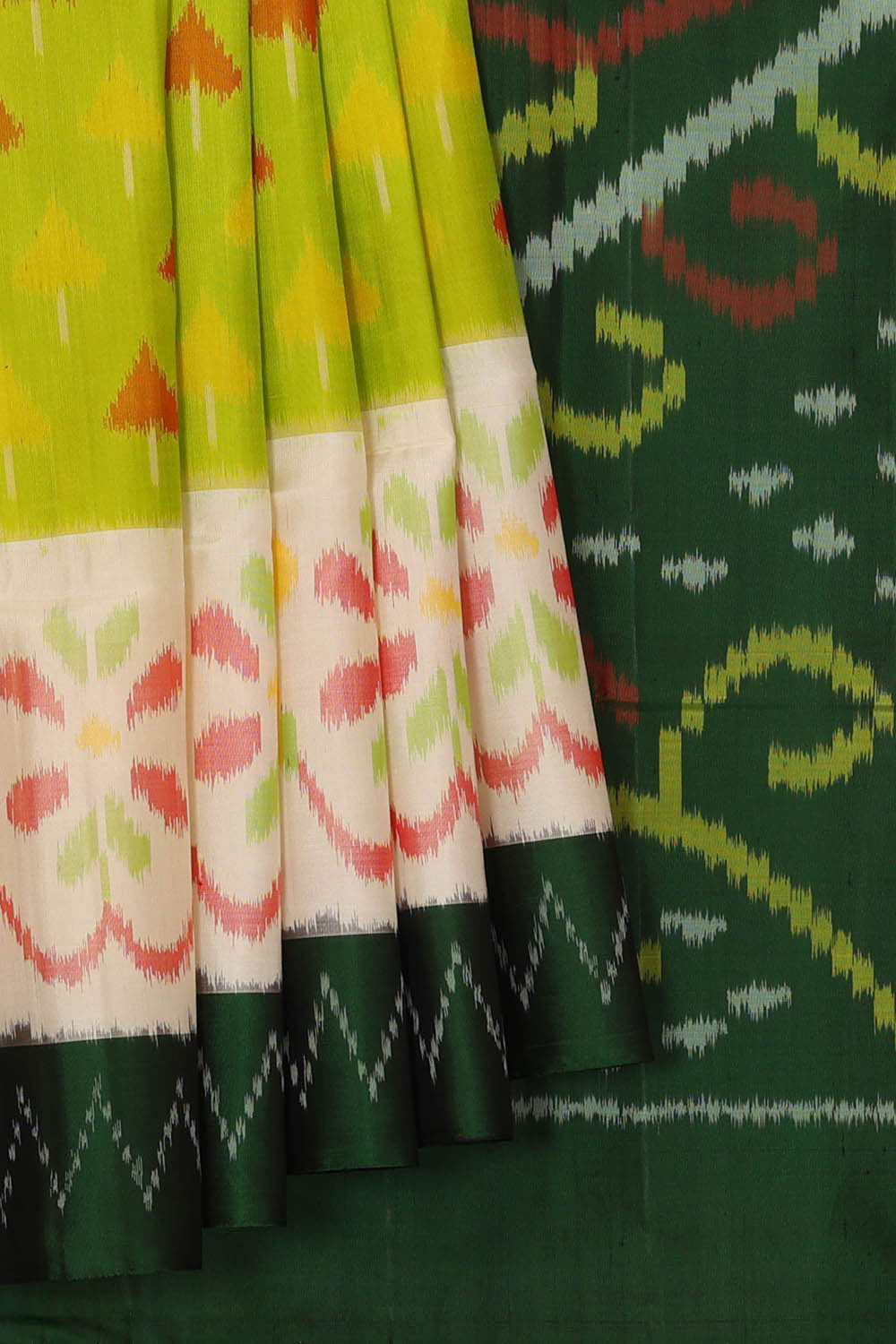 Image of Parrot Green Silk Saree